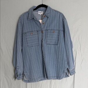 FRNCH Blue Striped Button Down Shirt